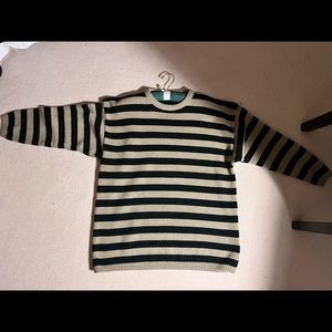 Striped beige / brown and black Crewneck sweater